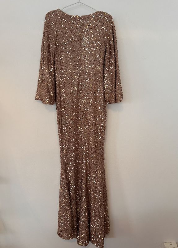 102051 - Fotsid paljettkjole gull 